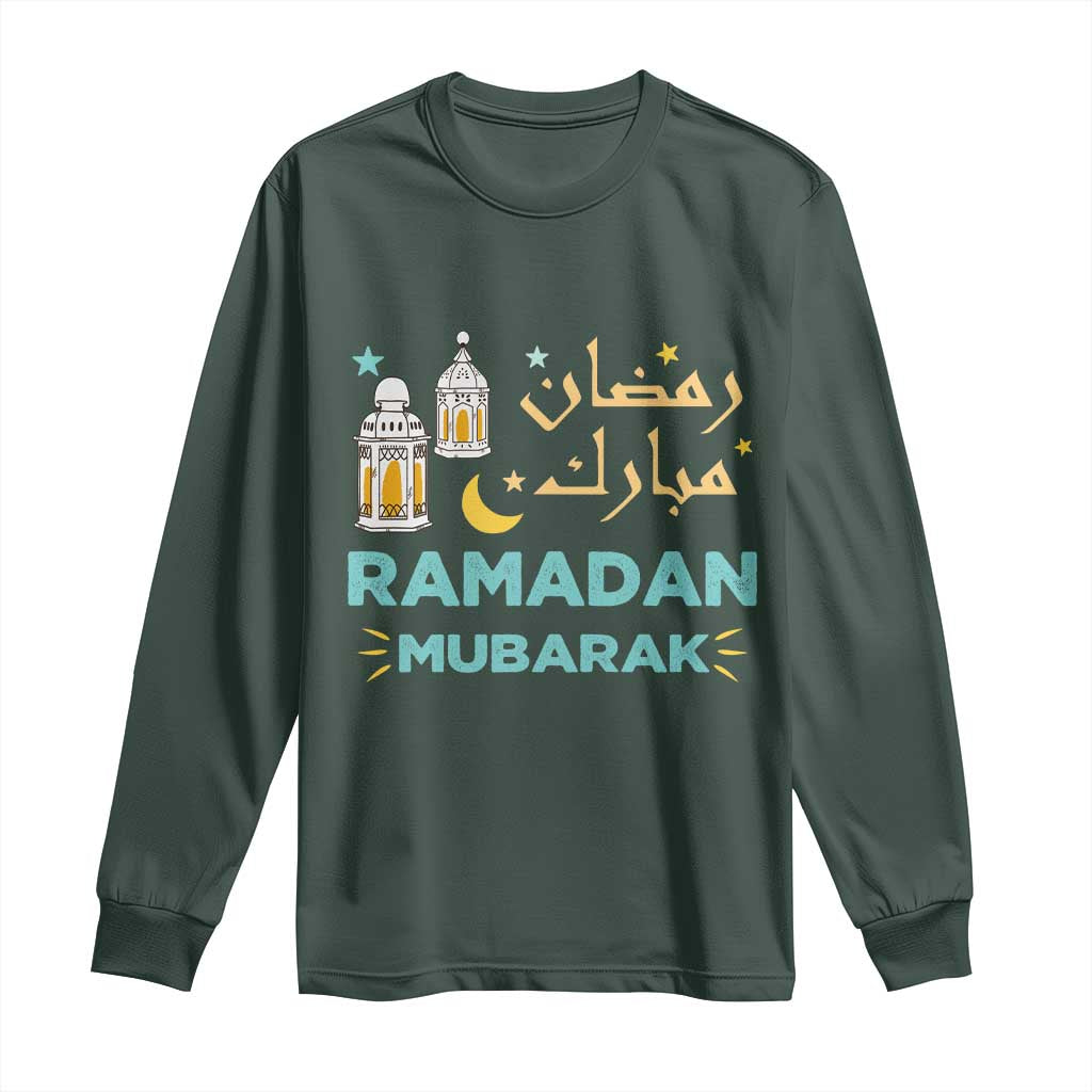 Ramadan Mubarak Muslim Long Sleeve Shirt TS02 Dark Forest Green Print Your Wear