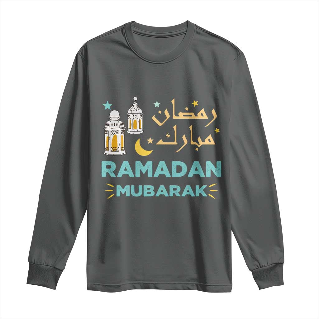 Ramadan Mubarak Muslim Long Sleeve Shirt TS02 Dark Heather Print Your Wear