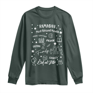 Ramadan Blessed Month Long Sleeve Shirt Muslim Islamic Ramadhan Eid al Fitr TS02 Dark Forest Green Print Your Wear