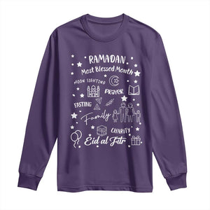 Ramadan Blessed Month Long Sleeve Shirt Muslim Islamic Ramadhan Eid al Fitr TS02 Purple Print Your Wear