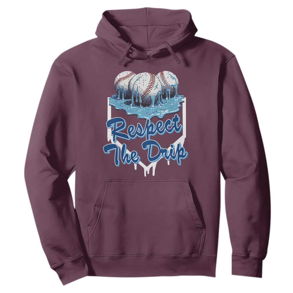 Respect The Drip Baseball Hoodie Driping Ice Cream Sport Lover TS02 Maroon Print Your Wear