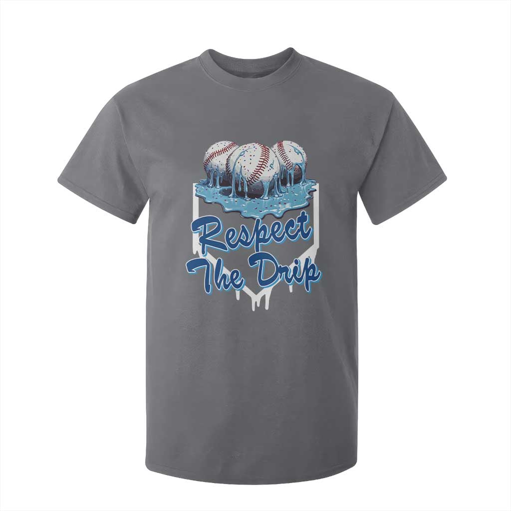 Respect The Drip Baseball T Shirt For Kid Driping Ice Cream Sport Lover TS02 Charcoal Print Your Wear