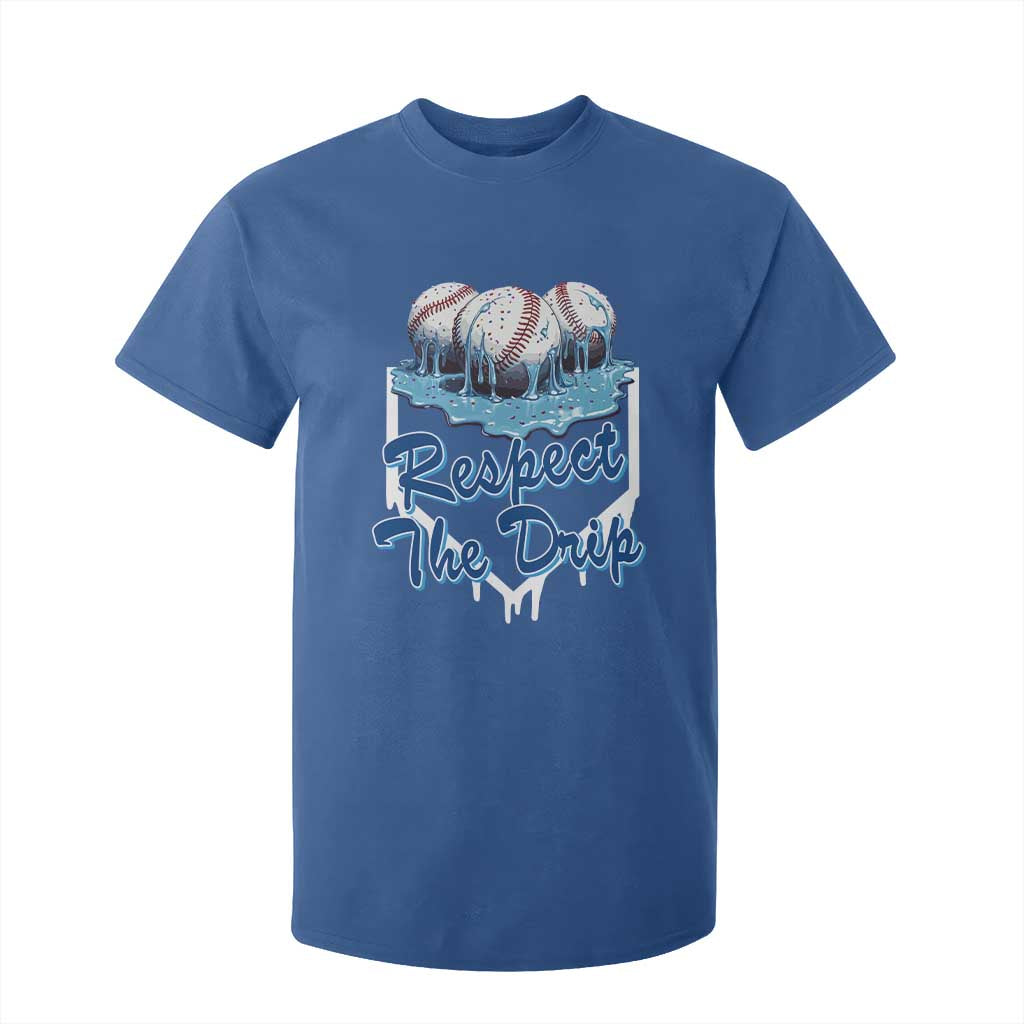 Respect The Drip Baseball T Shirt For Kid Driping Ice Cream Sport Lover TS02 Royal Blue Print Your Wear