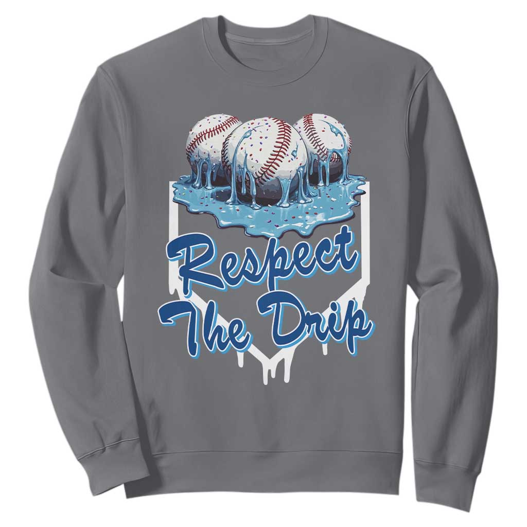 Respect The Drip Baseball Sweatshirt Driping Ice Cream Sport Lover TS02 Charcoal Print Your Wear