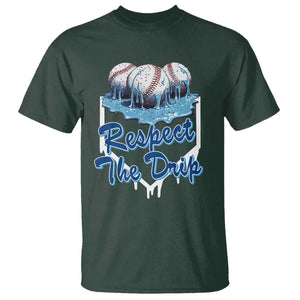 Respect The Drip Baseball T Shirt Driping Ice Cream Sport Lover TS02 Dark Forest Green Print Your Wear