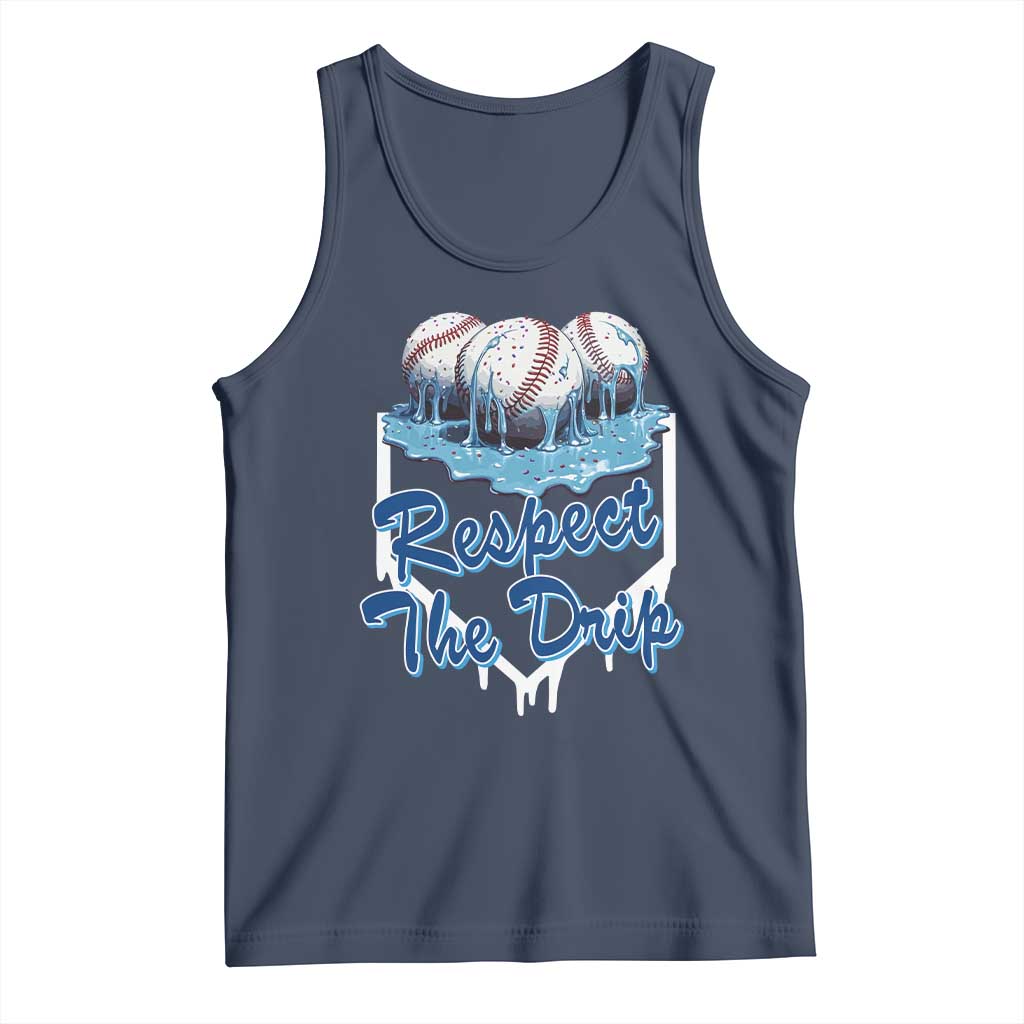 Respect The Drip Baseball Tank Top Driping Ice Cream Sport Lover TS02 Navy Print Your Wear