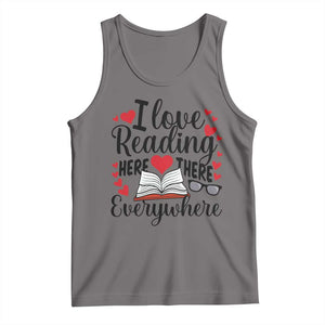 I Love Reading Here There Anywhere Tank Top Reading Month Across America TS02 Deep Heather Print Your Wear
