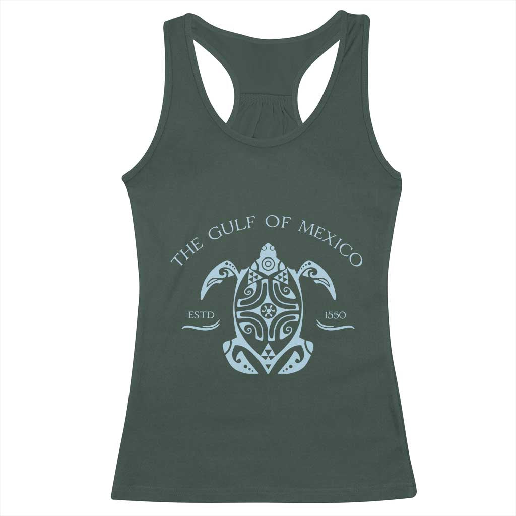 Gulf of Mexico Turtle Racerback Tank Top Golfo de Mexico Forever TS02 Dark Forest Green Print Your Wear