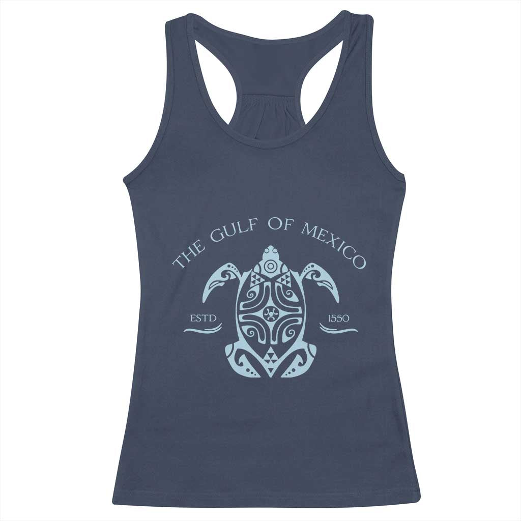 Gulf of Mexico Turtle Racerback Tank Top Golfo de Mexico Forever TS02 Navy Print Your Wear