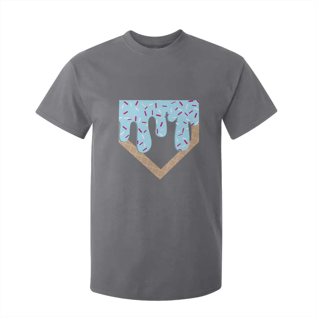 Baseball Ice Cream Dripping T Shirt For Kid Home Plate Drip TS02 Charcoal Print Your Wear