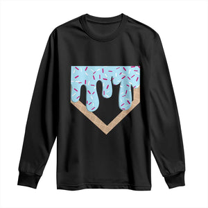 Baseball Ice Cream Dripping Long Sleeve Shirt Home Plate Drip TS02 Black Print Your Wear