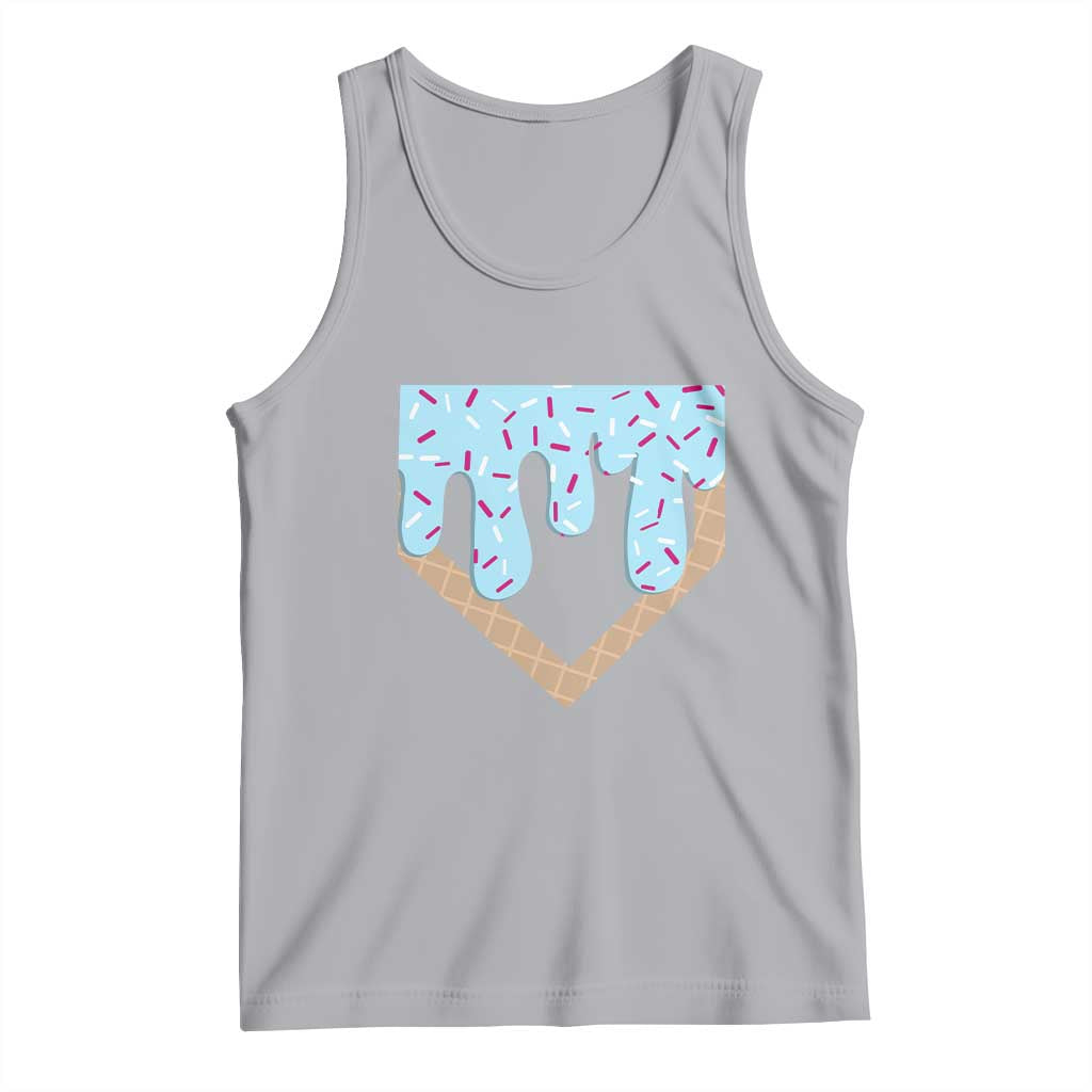 Baseball Ice Cream Dripping Tank Top Home Plate Drip TS02 Athletic Heather Print Your Wear