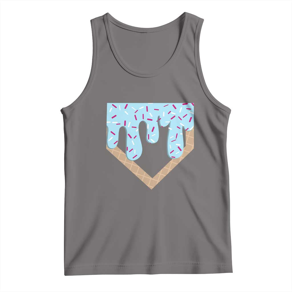 Baseball Ice Cream Dripping Tank Top Home Plate Drip TS02 Deep Heather Print Your Wear