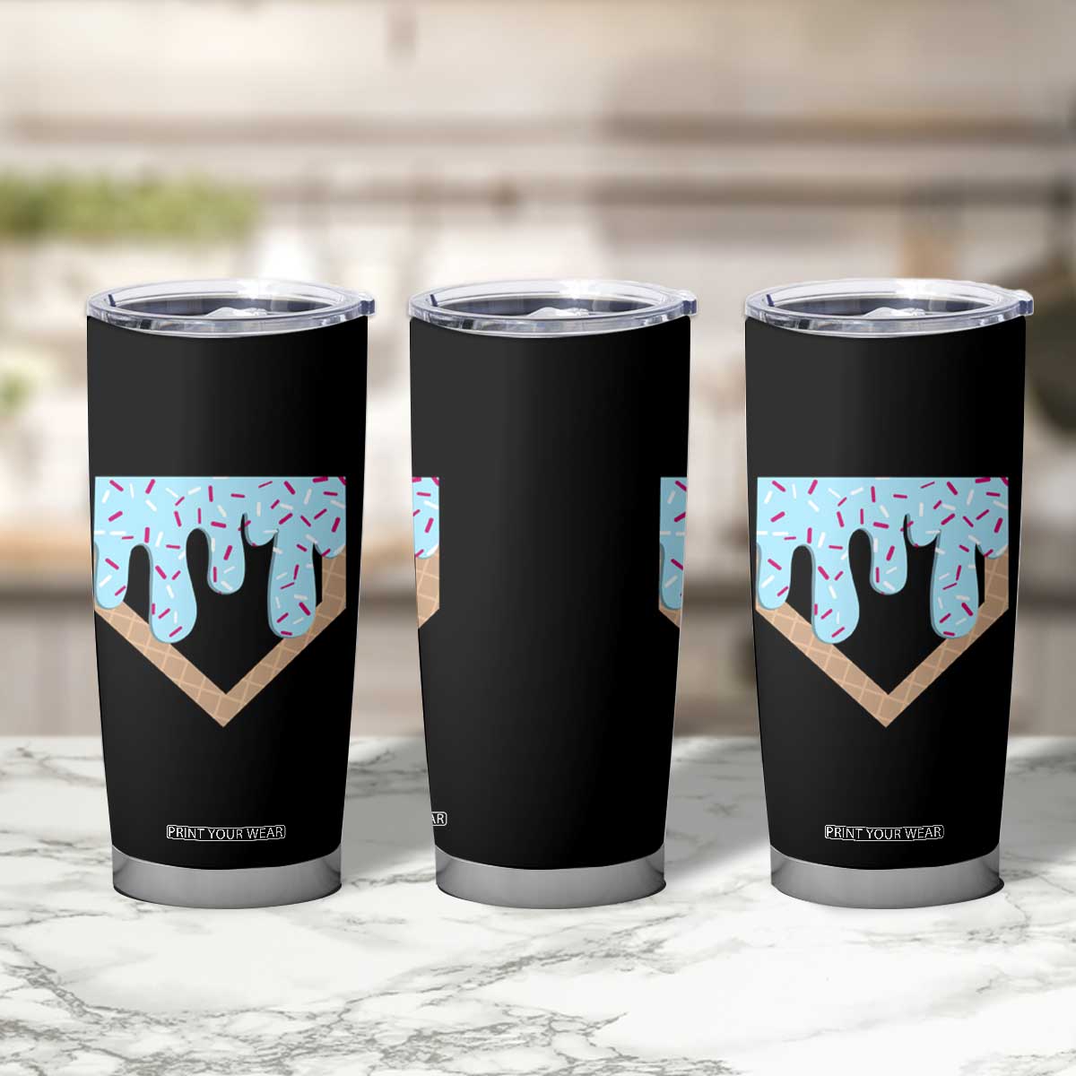 Baseball Ice Cream Dripping Tumbler Cup Home Plate Drip TS02 Print Your Wear