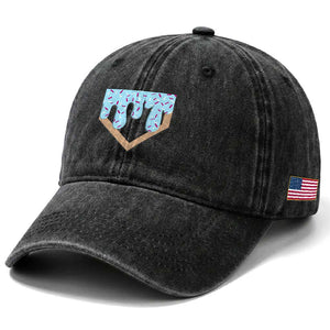 Baseball Ice Cream Dripping Washed Cotton Baseball Cap Home Plate Drip TS02 Print Your Wear