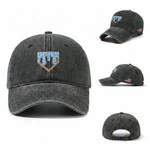 Baseball Ice Cream Dripping Washed Cotton Baseball Cap Home Plate Drip TS02 Washed Cap Universal Fit Dark Green Print Your Wear