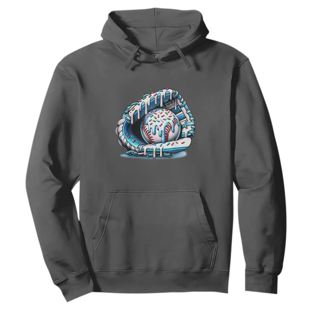 Baseball Drip Sprinkles Ice Cream Hoodie Ball and Glove Dripping TS02 Dark Heather Print Your Wear