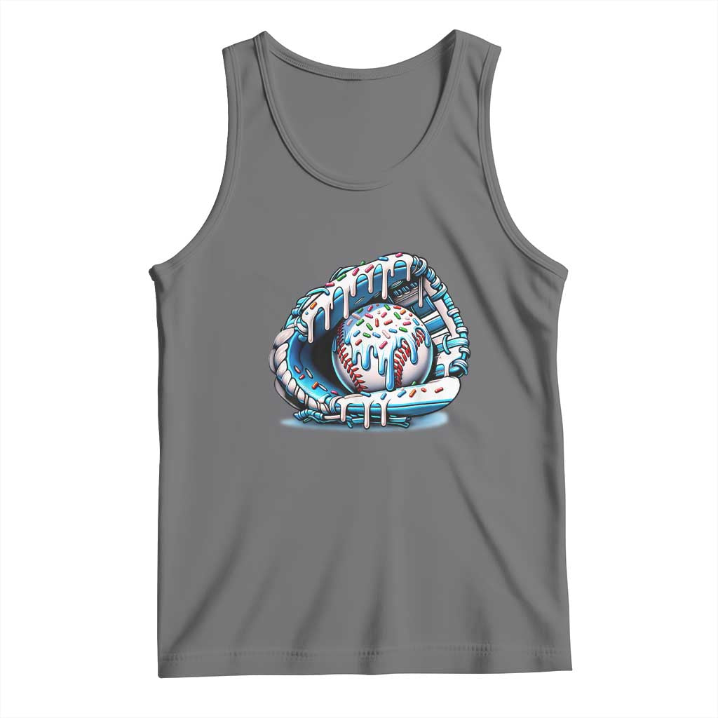 Baseball Drip Sprinkles Ice Cream Tank Top Ball and Glove Dripping TS02 Black Heather Print Your Wear