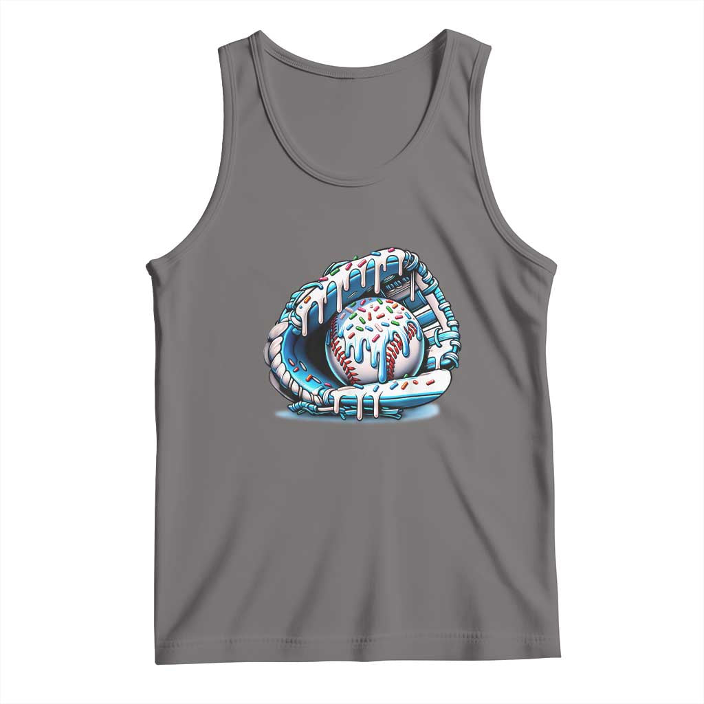 Baseball Drip Sprinkles Ice Cream Tank Top Ball and Glove Dripping TS02 Deep Heather Print Your Wear