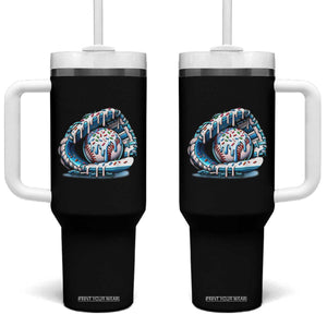 Baseball Drip Sprinkles Ice Cream Tumbler With Handle Ball and Glove Dripping TS02 One Size: 40 oz Black Print Your Wear
