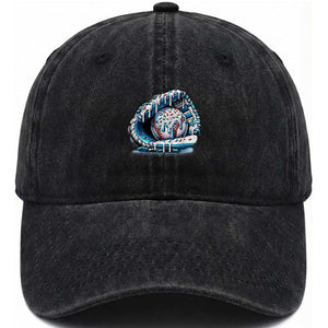 Baseball Drip Sprinkles Ice Cream Washed Cotton Baseball Cap Ball and Glove Dripping TS02 Washed Cap Universal Fit Black Print Your Wear