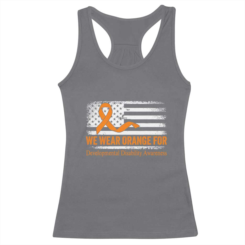 Developmental Disability Awareness Racerback Tank Top US American Flag We Wear Orange TS02 Charcoal Print Your Wear