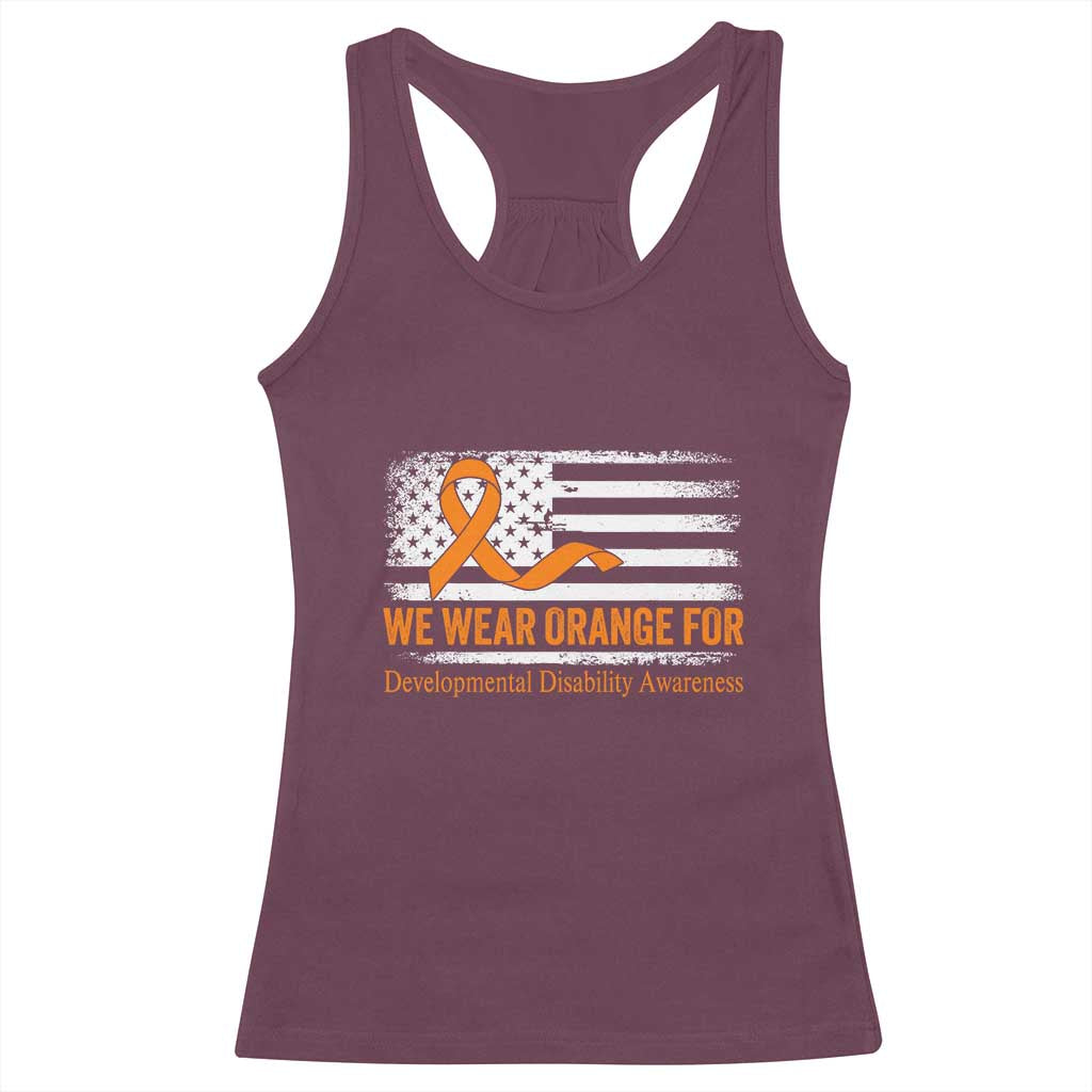 Developmental Disability Awareness Racerback Tank Top US American Flag We Wear Orange TS02 Maroon Print Your Wear