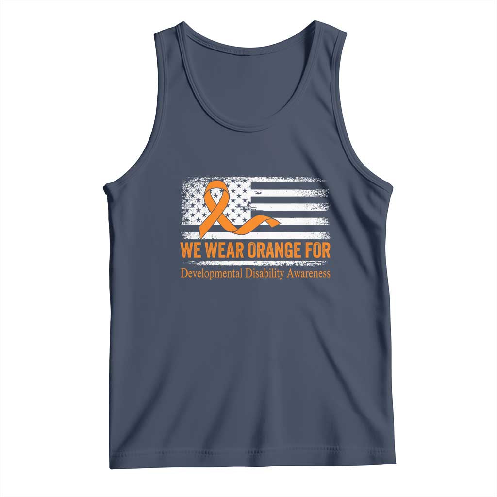 Developmental Disability Awareness Tank Top US American Flag We Wear Orange TS02 Navy Print Your Wear
