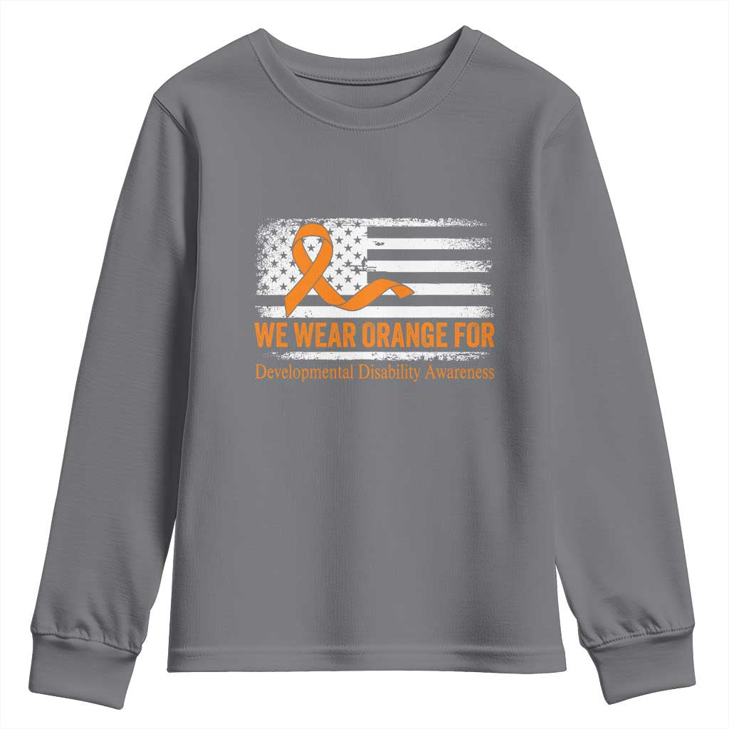 Developmental Disability Awareness Youth Sweatshirt US American Flag We Wear Orange TS02 Charcoal Print Your Wear