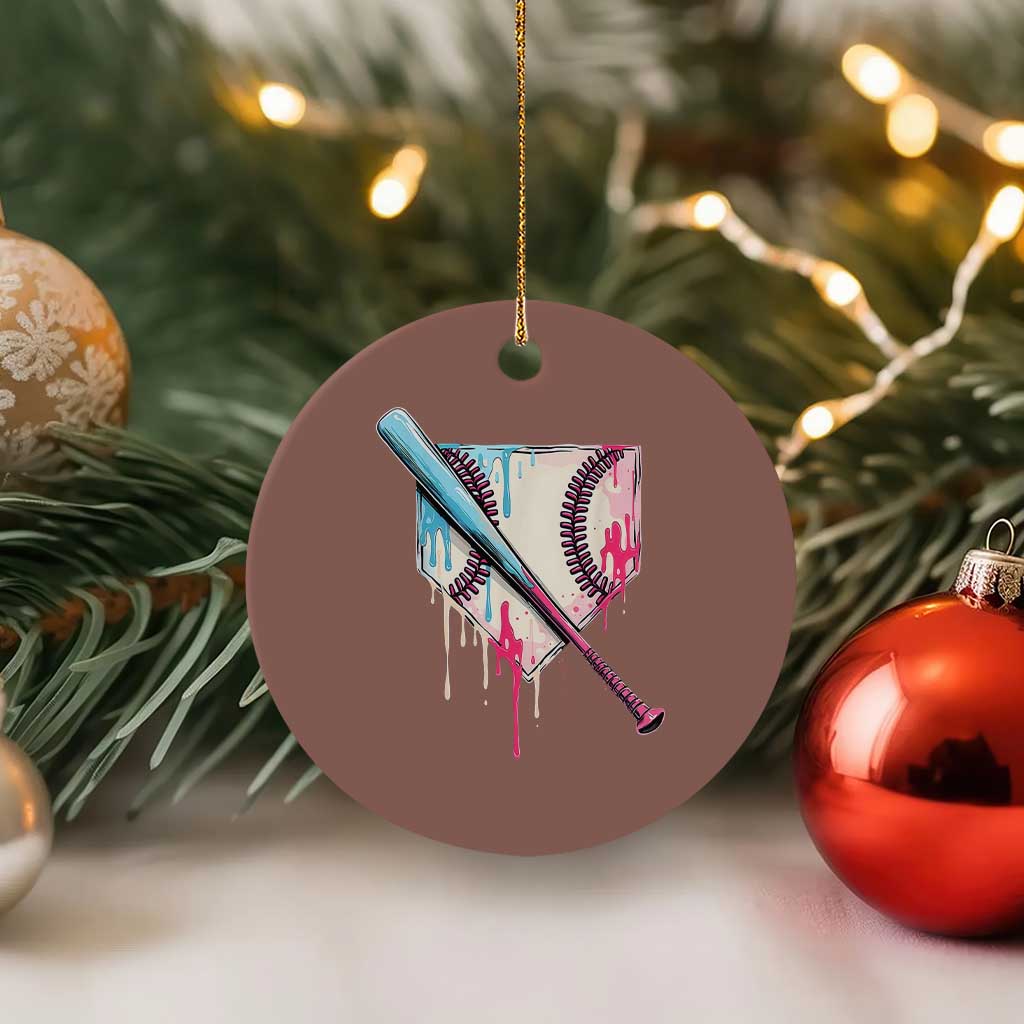 Baseball Home Plate Drip With Sprinkles Ceramic Ornament TS02 1pc Mocha Print Your Wear