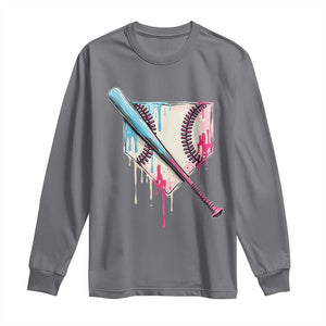 Baseball Home Plate Drip With Sprinkles Long Sleeve Shirt TS02 Charcoal Print Your Wear