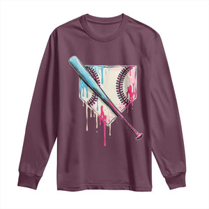 Baseball Home Plate Drip With Sprinkles Long Sleeve Shirt TS02 Maroon Print Your Wear