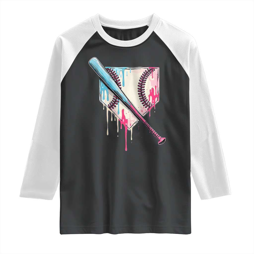 Baseball Home Plate Drip With Sprinkles Raglan Shirt TS02 Black White Print Your Wear