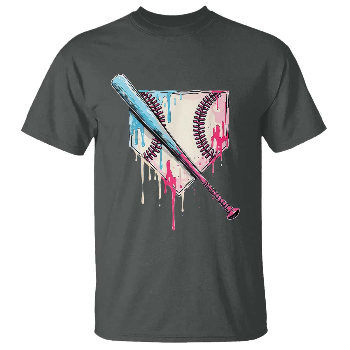 Baseball Home Plate Drip With Sprinkles T Shirt TS02 Dark Heather Print Your Wear
