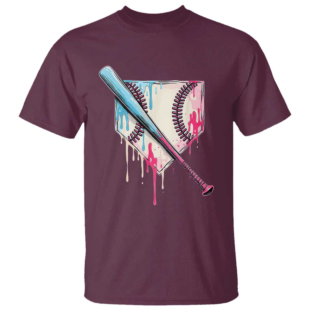 Baseball Home Plate Drip With Sprinkles T Shirt TS02 Maroon Print Your Wear