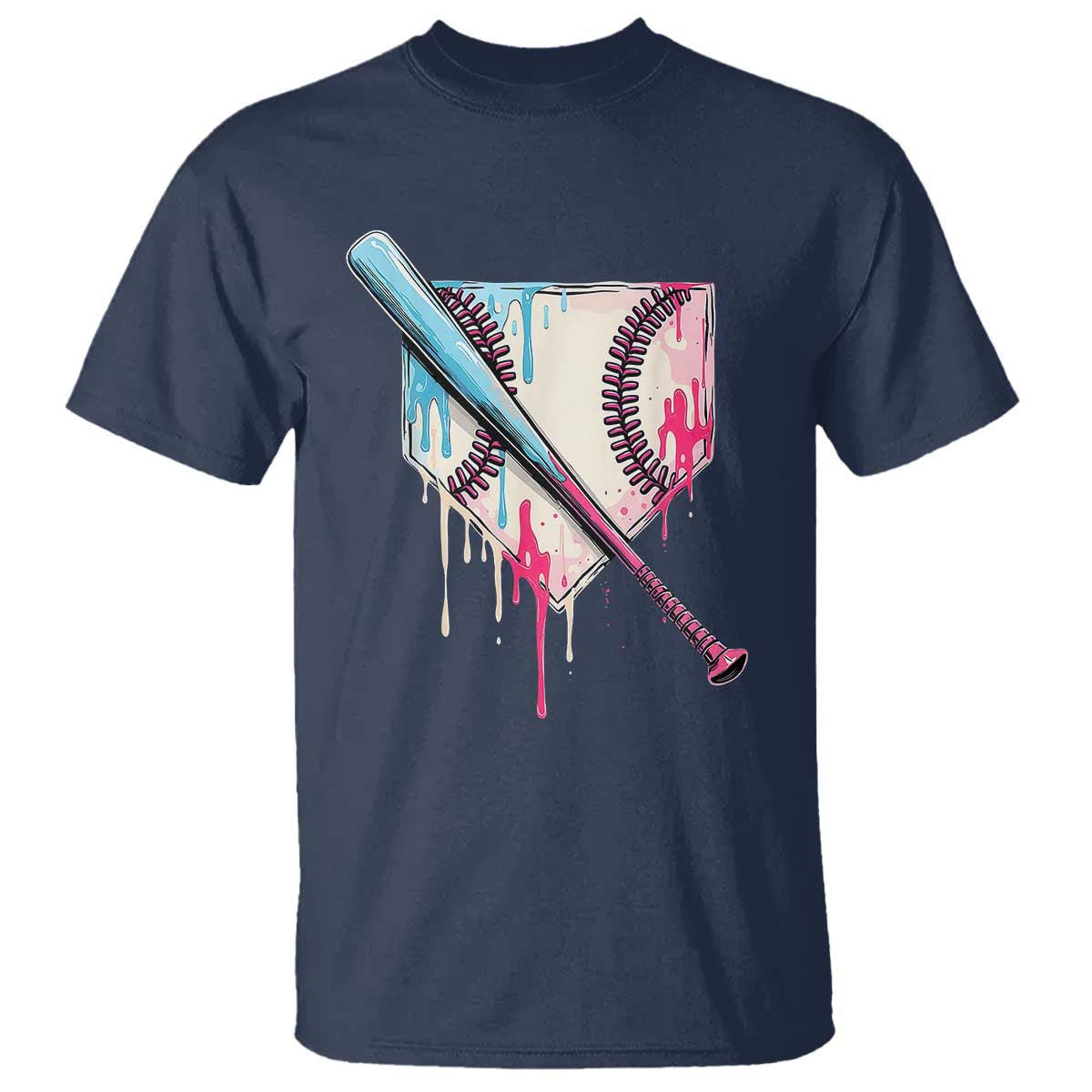Baseball Home Plate Drip With Sprinkles T Shirt TS02 Navy Print Your Wear
