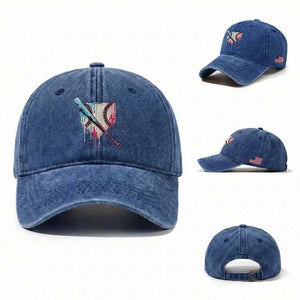 Baseball Home Plate Drip With Sprinkles Washed Cotton Baseball Cap TS02 Washed Cap Universal Fit Royal Blue Print Your Wear
