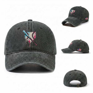 Baseball Home Plate Drip With Sprinkles Washed Cotton Baseball Cap TS02 Washed Cap Universal Fit Dark Green Print Your Wear