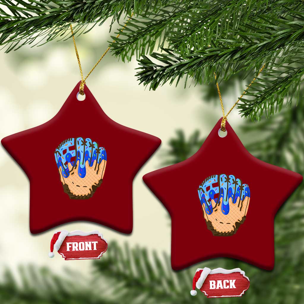 Blue Ice Cream Cone Baseball Glove Drip Ceramic Ornament TS02 Print Your Wear