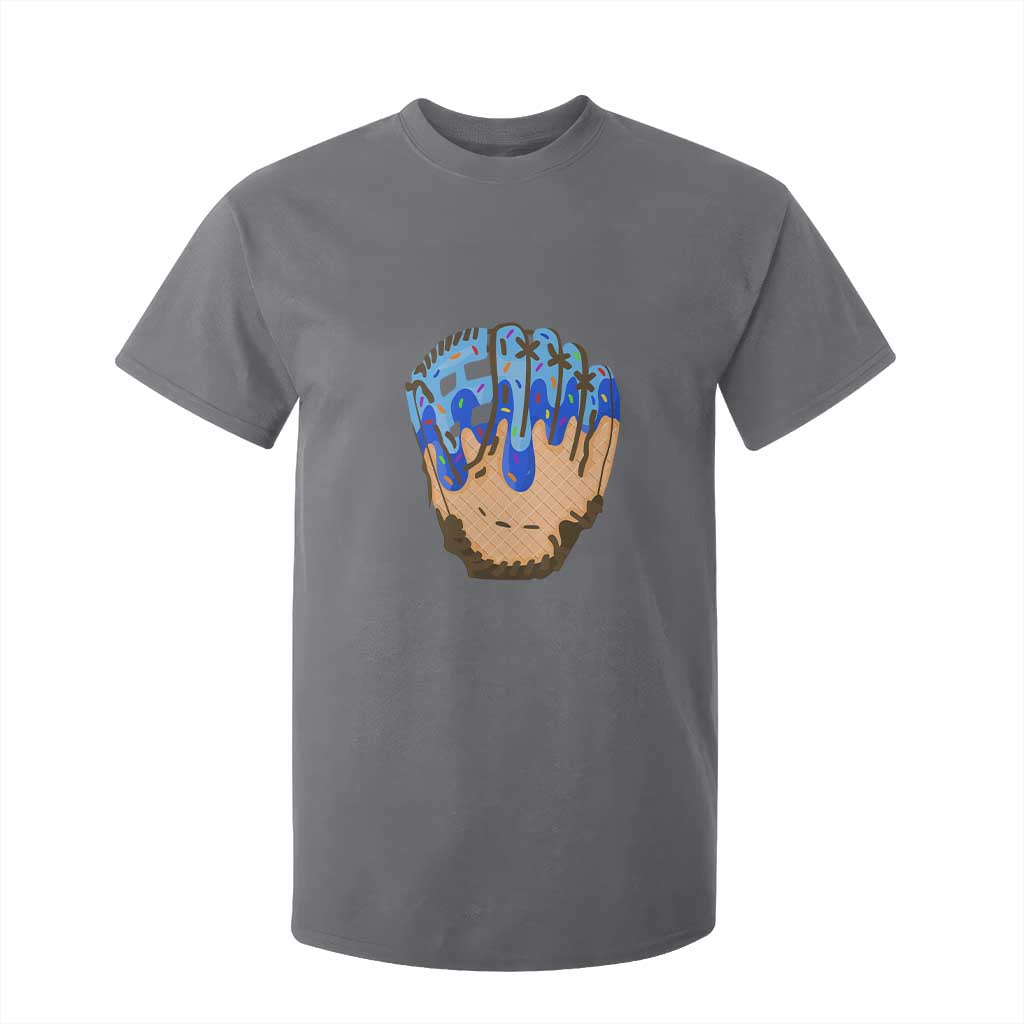 Blue Ice Cream Cone Baseball Glove Drip T Shirt For Kid TS02 Charcoal Print Your Wear