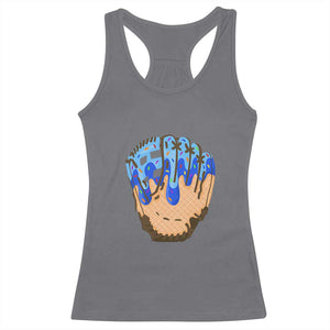 Blue Ice Cream Cone Baseball Glove Drip Racerback Tank Top TS02 Charcoal Print Your Wear