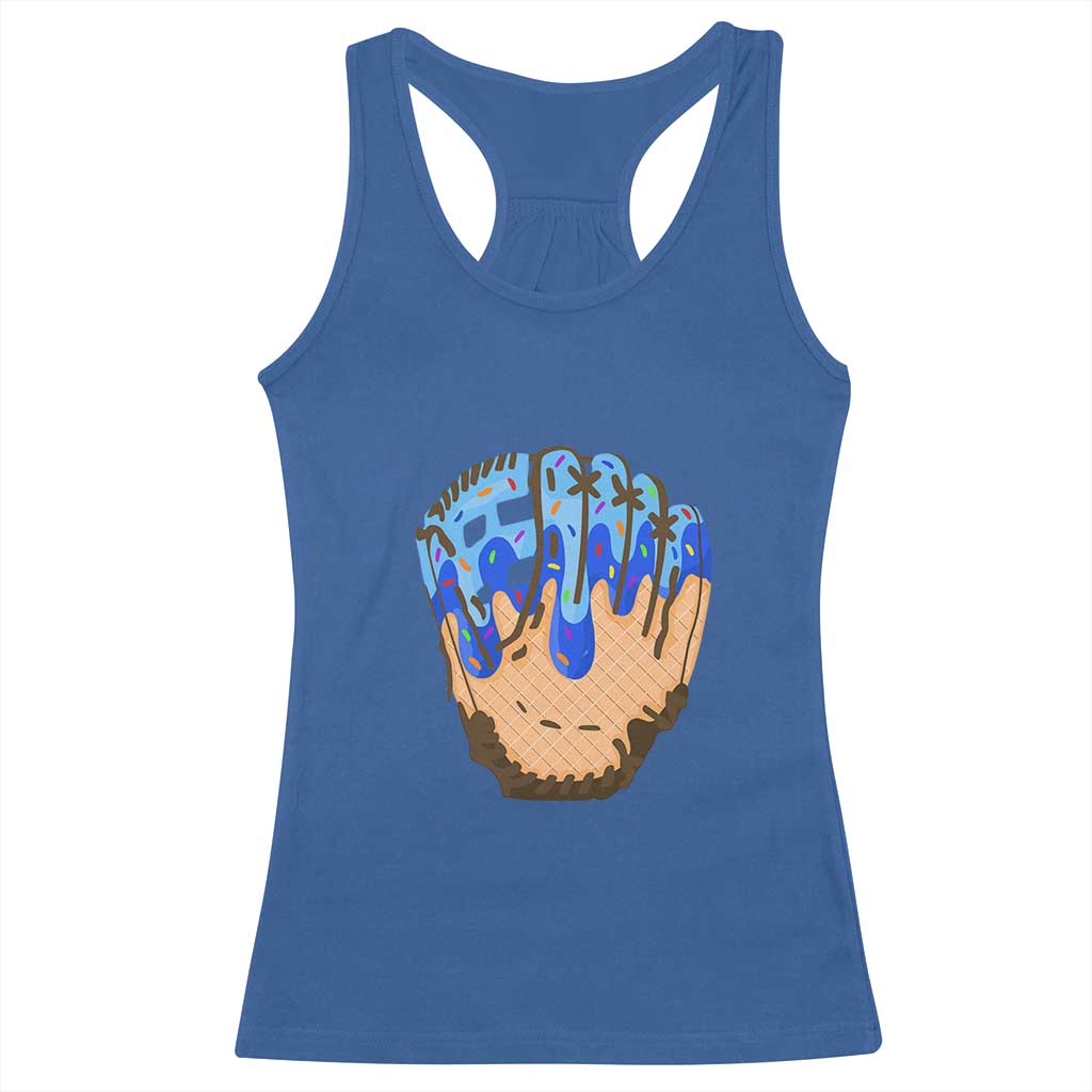 Blue Ice Cream Cone Baseball Glove Drip Racerback Tank Top TS02 Royal Blue Print Your Wear