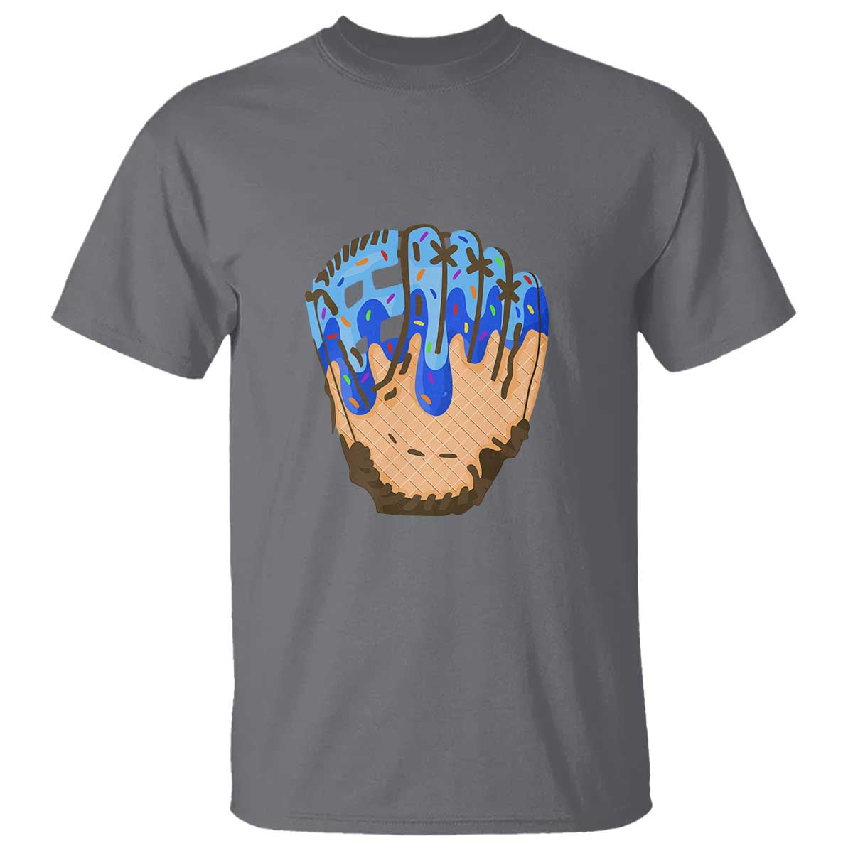 Blue Ice Cream Cone Baseball Glove Drip T Shirt TS02 Charcoal Print Your Wear