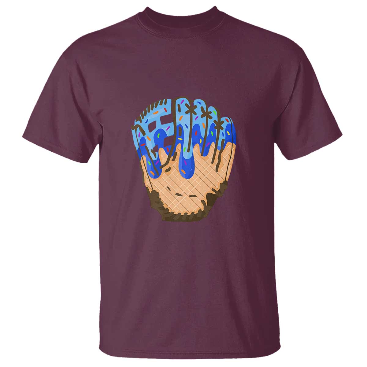 Blue Ice Cream Cone Baseball Glove Drip T Shirt TS02 Maroon Print Your Wear