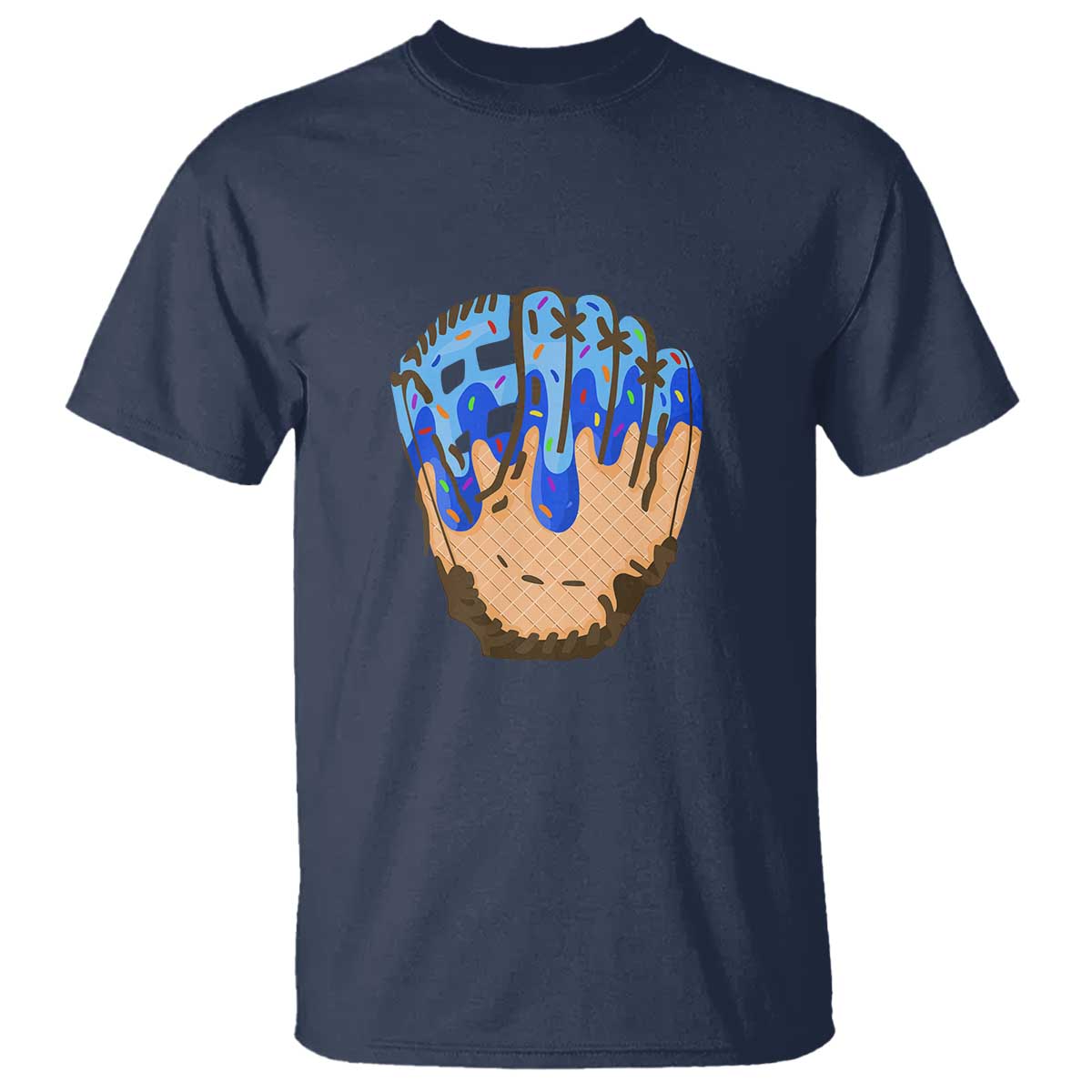 Blue Ice Cream Cone Baseball Glove Drip T Shirt TS02 Navy Print Your Wear