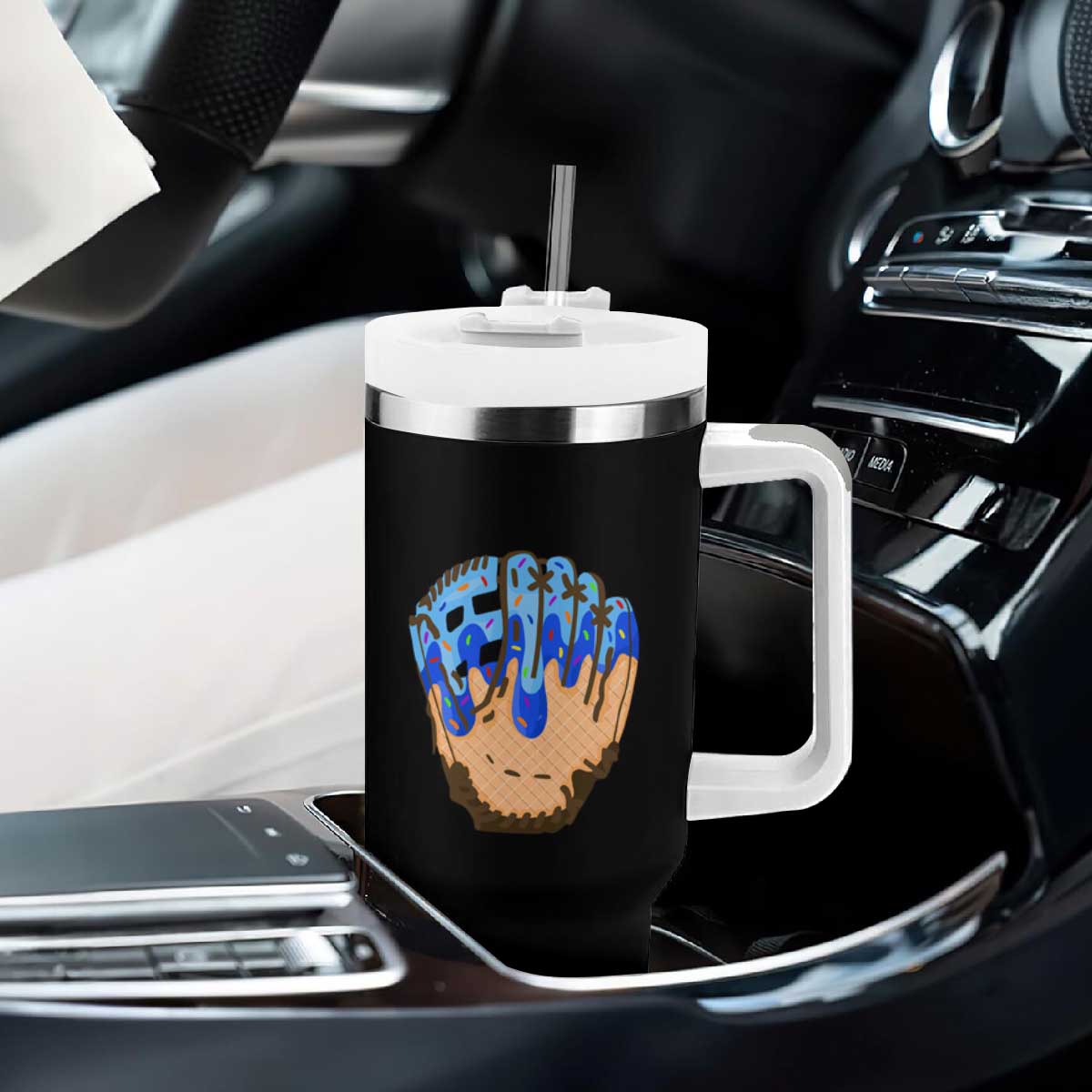 Blue Ice Cream Cone Baseball Glove Drip Tumbler With Handle TS02 Print Your Wear