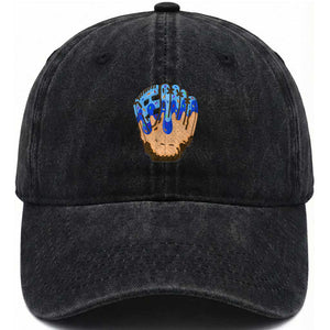 Blue Ice Cream Cone Baseball Glove Drip Washed Cotton Baseball Cap TS02 Washed Cap Universal Fit Black Print Your Wear