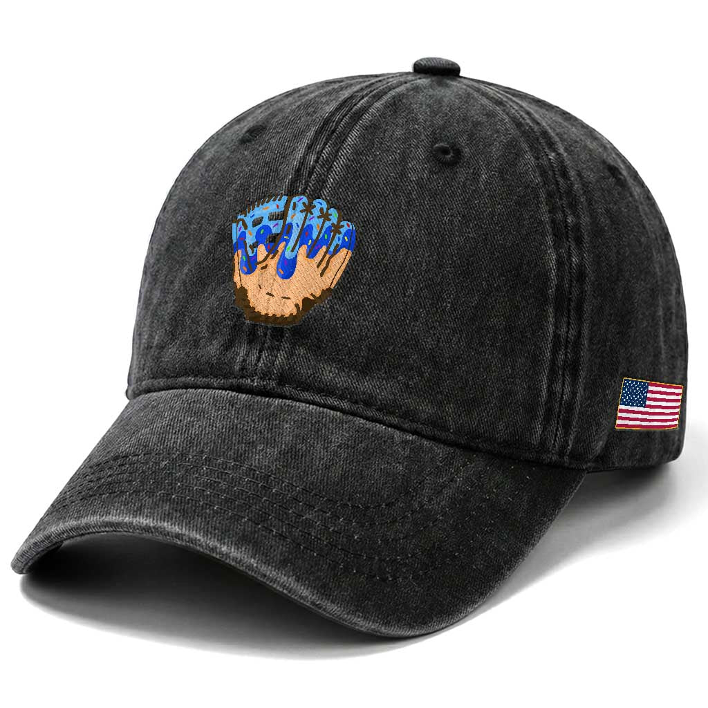 Blue Ice Cream Cone Baseball Glove Drip Washed Cotton Baseball Cap TS02 Print Your Wear