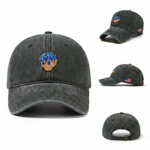 Blue Ice Cream Cone Baseball Glove Drip Washed Cotton Baseball Cap TS02 Washed Cap Universal Fit Dark Green Print Your Wear