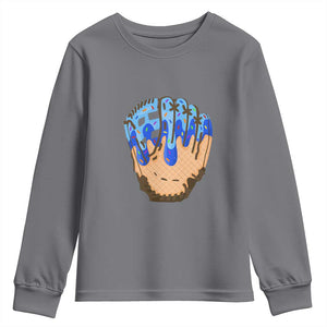 Blue Ice Cream Cone Baseball Glove Drip Youth Sweatshirt TS02 Charcoal Print Your Wear